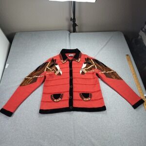 Vintage Berek Takako Sakon Sweater Medium Horse Equestrian Beaded Cardigan